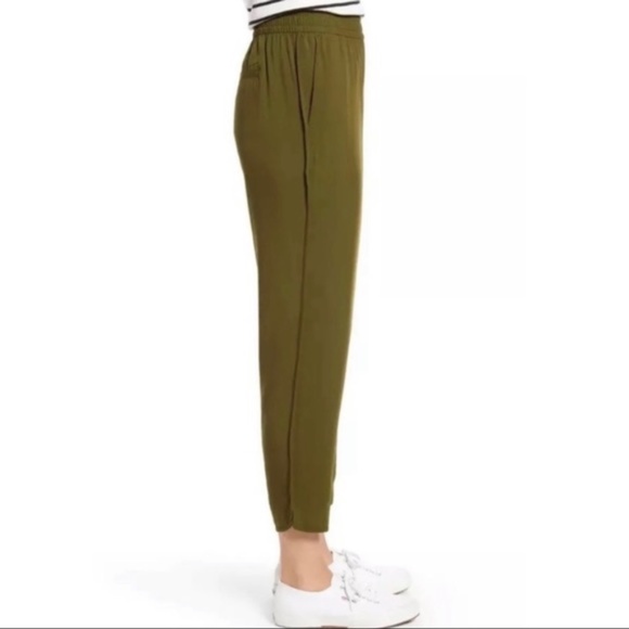 Madewell Dolphin Hem Track Trousers Cropped Pants on Olive Green / Brown - XS - Picture 3 of 7